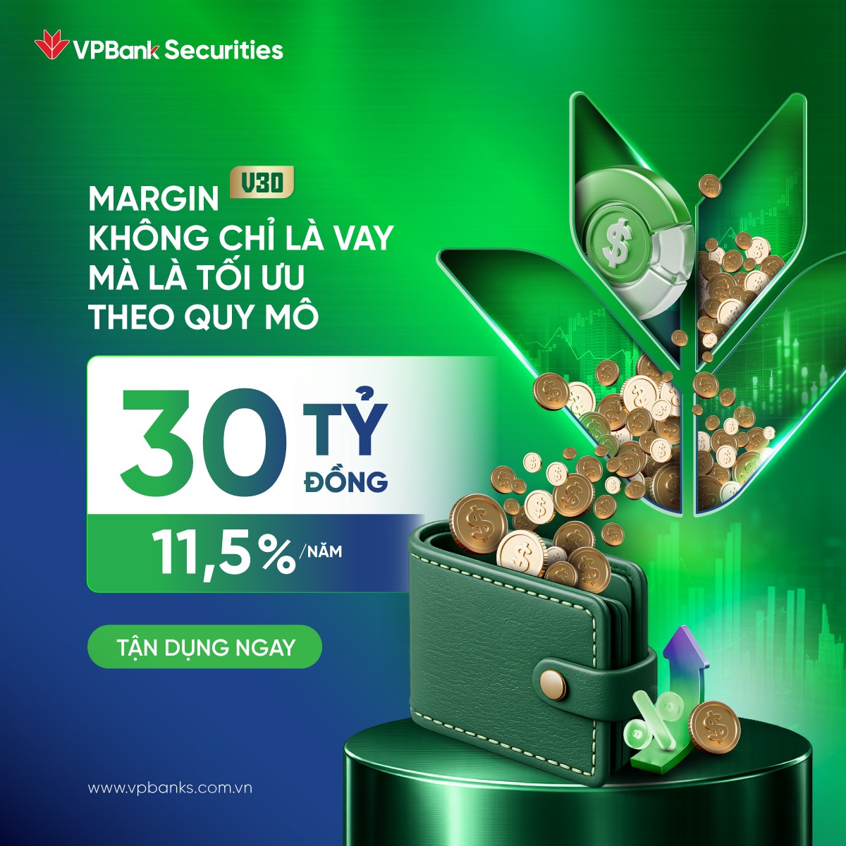 V30 cung cấp hạn mức ưu đãi tới 30 tỷ và lãi suất từ 11,5%/năm. (Ảnh: VPBankS).