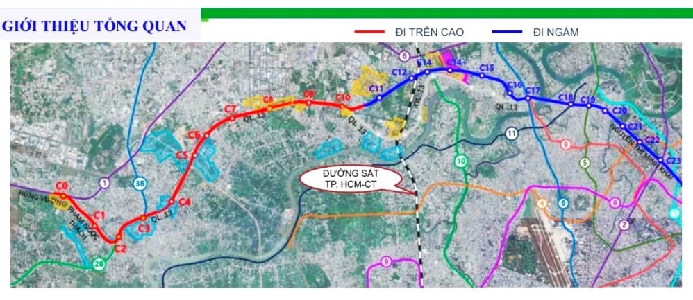 Hướng tuyến Metro Thủ Dầu Một - TP. Hồ Chí Minh - Ảnh: Liên danh tư vấn.