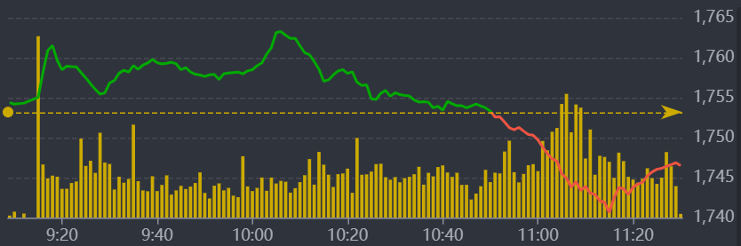 Diễn biến VN-Index sáng nay.