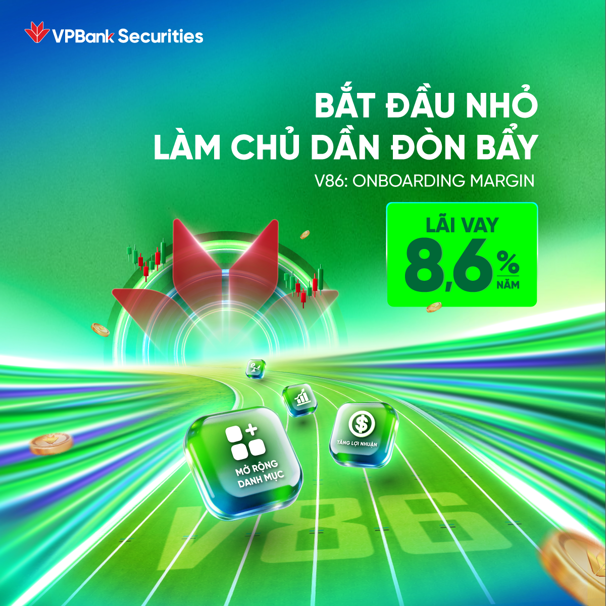 V86 cung cấp lãi suất từ 8,6% năm. (Ảnh: VPBankS).