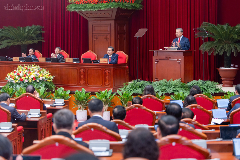 Tổng Bí thư, Chủ tịch nước Tô Lâm phát biểu khai mạc Hội nghị lần thứ tư Ban Chấp hành Trung ương Đảng khoá XIV. - Ảnh: chinhphu.vn/Nhật Bắc