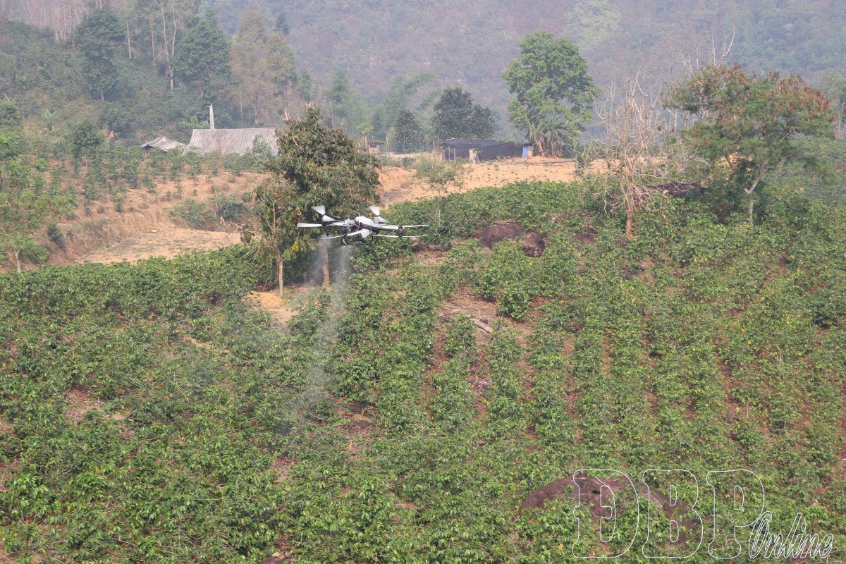 Xã Mường Ảng (tỉnh Điện Biên) trình diễn thủ nghiệm ứng dụng UAV. Ảnh: Nhật Phương.