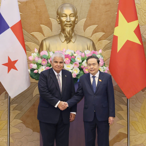 Chủ tịch Quốc hội Trần Thanh Mẫn hội kiến Tổng thống Cộng hòa Panama José Raúl Mulino Quintero - Ảnh: chinhphu.vn/Nhật Bắc