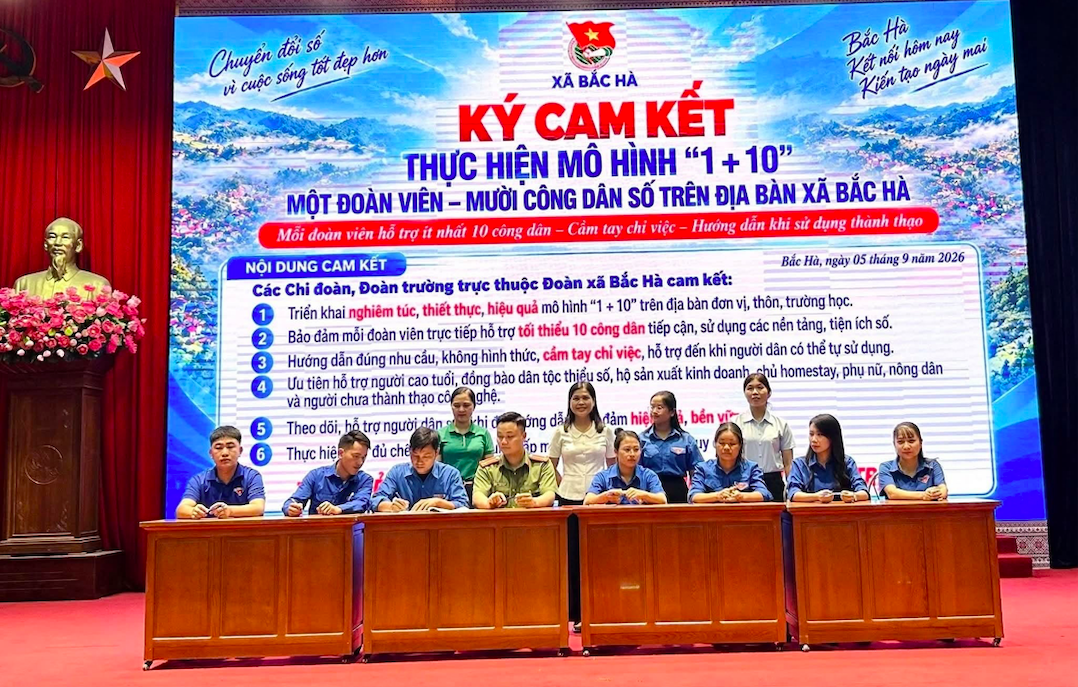 Lễ ký cam kết thực hiện Mô hnhf "1+10" tại Bắc Hà, Lào Cai.