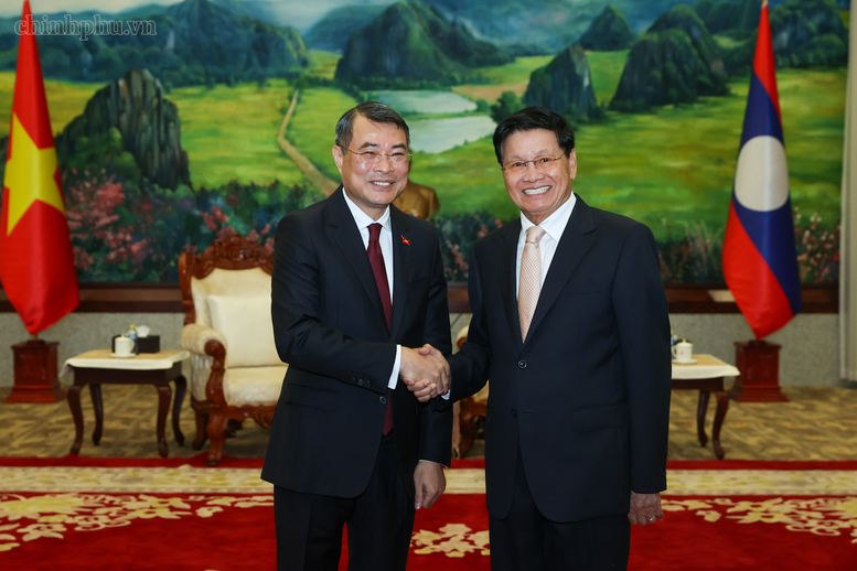 Thủ tướng Chính phủ Lê Minh Hưng hội kiến Tổng Bí thư, Chủ tịch nước Lào Thongloun Sisoulith - Ảnh: chinhphu.vn/Nhật Bắc