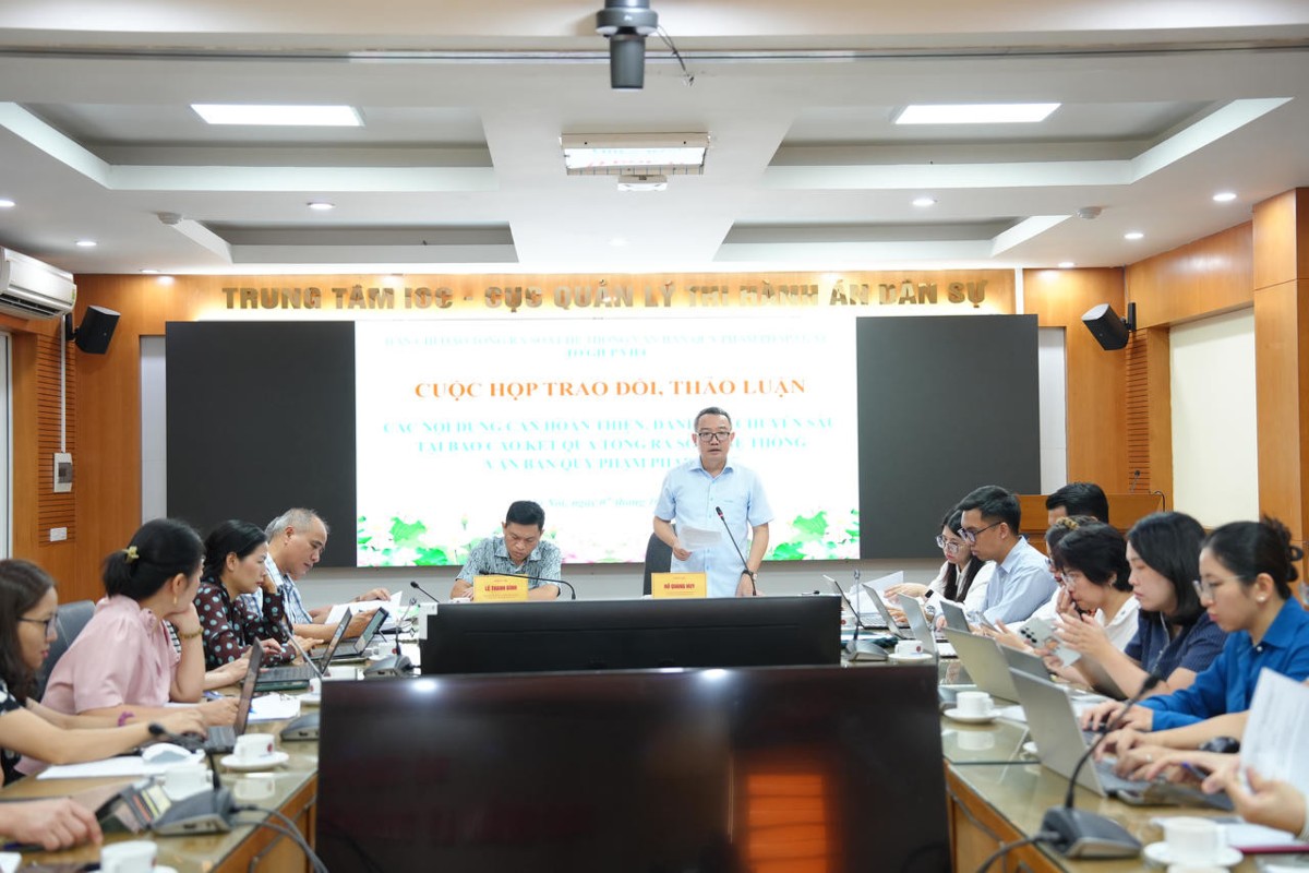 Toàn cảnh cuộc họp. Ảnh: Cổng thông tin điện tử Bộ Tư pháp.