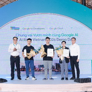 Top 3 dự án được bình chọn từ sáng kiến AI Riser Việt Nam 2026 của Google. Ảnh: Google Việt Nam.