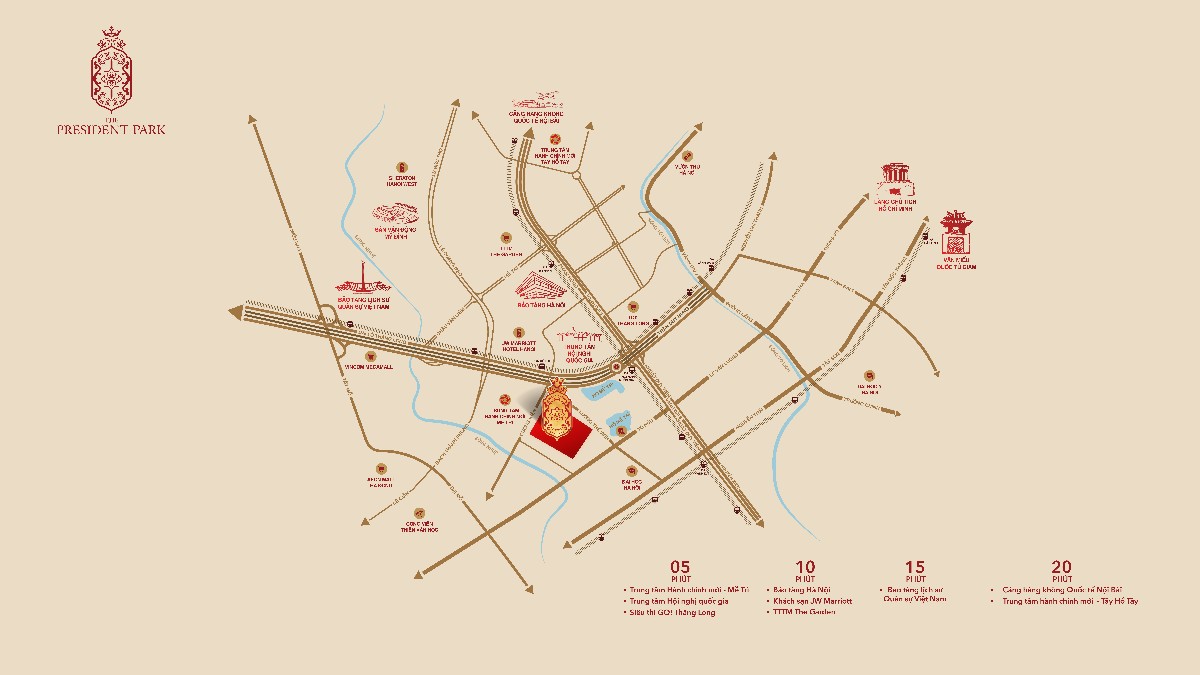The President Park trong mạng lưới kết nối của khu vực phía Tây Hà Nội.