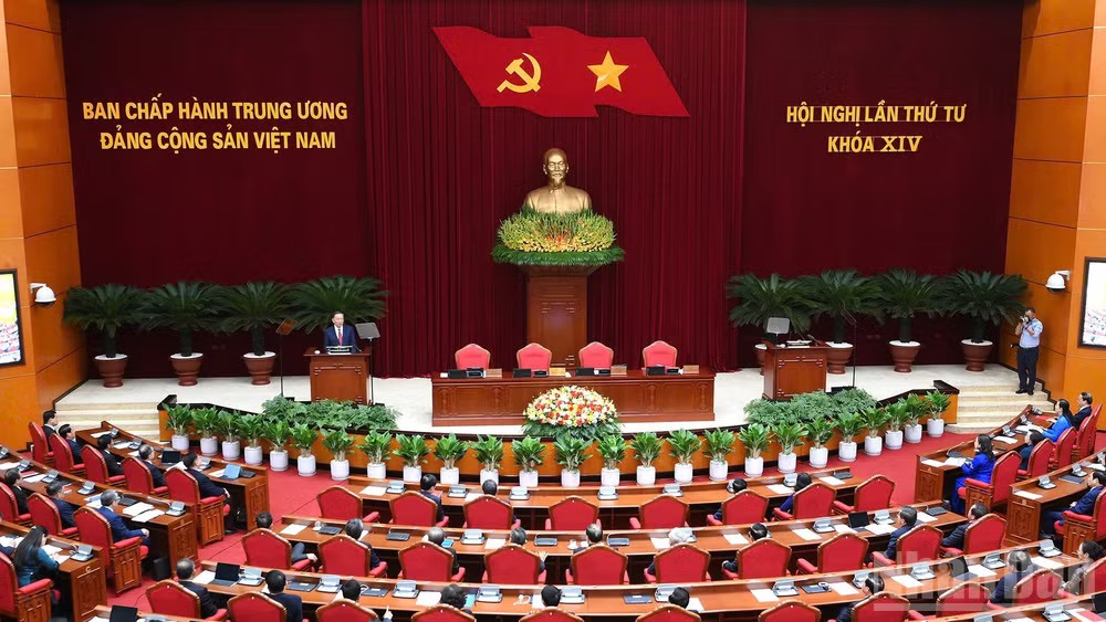 Phiên bế mạc Hội nghị lần thứ tư Ban Chấp hành Trung ương Đảng khóa XIV. Ảnh: Nhân Dân
