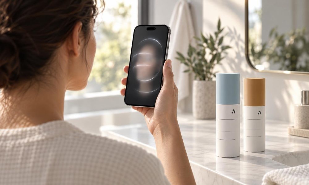 Phần mềm AI của ứng dụng sẽ phân tích làn da, xác định vấn đề mụn. Ảnh: Nolla Health