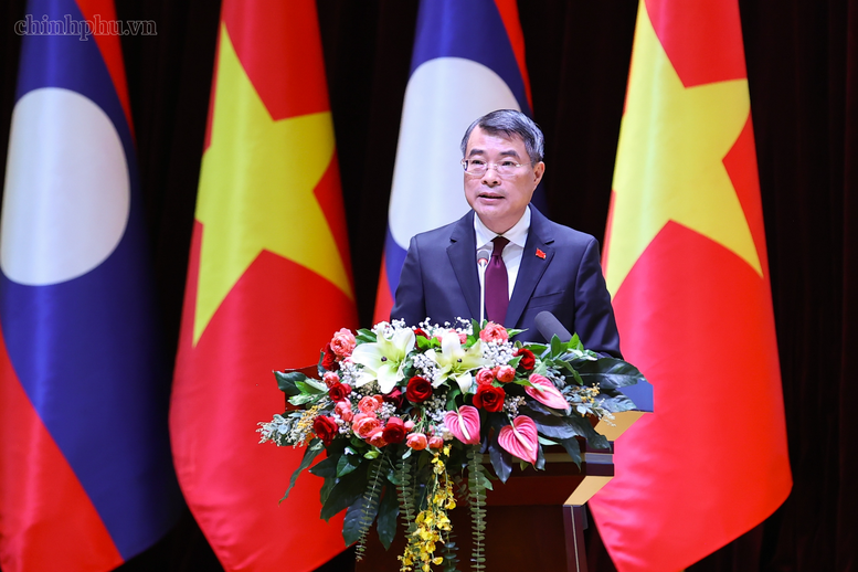 Thủ tướng Chính phủ Lê Minh Hưng phát biểu tại Hội nghị xúc tiến đầu tư Việt Nam-Lào - Ảnh: chinhphu.vn/Nhật Bắc