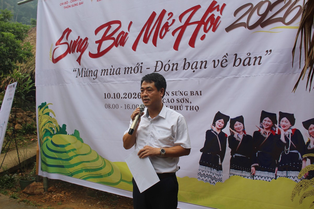 Bí thư Đảng uỷ xã Cao Sơn phát biểu tại sự kiện. Ảnh: Chu Khôi.