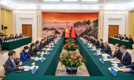 Quang cảnh cuộc hội kiến. Ảnh: Cổng thông tin điện tử Quốc hội.