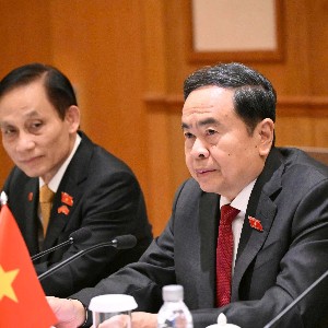 Chủ tịch Quốc hội Trần Thanh Mẫn phát biểu tại cuộc tiếp. Ảnh: Cổng thông tin điện tử Quốc hội.