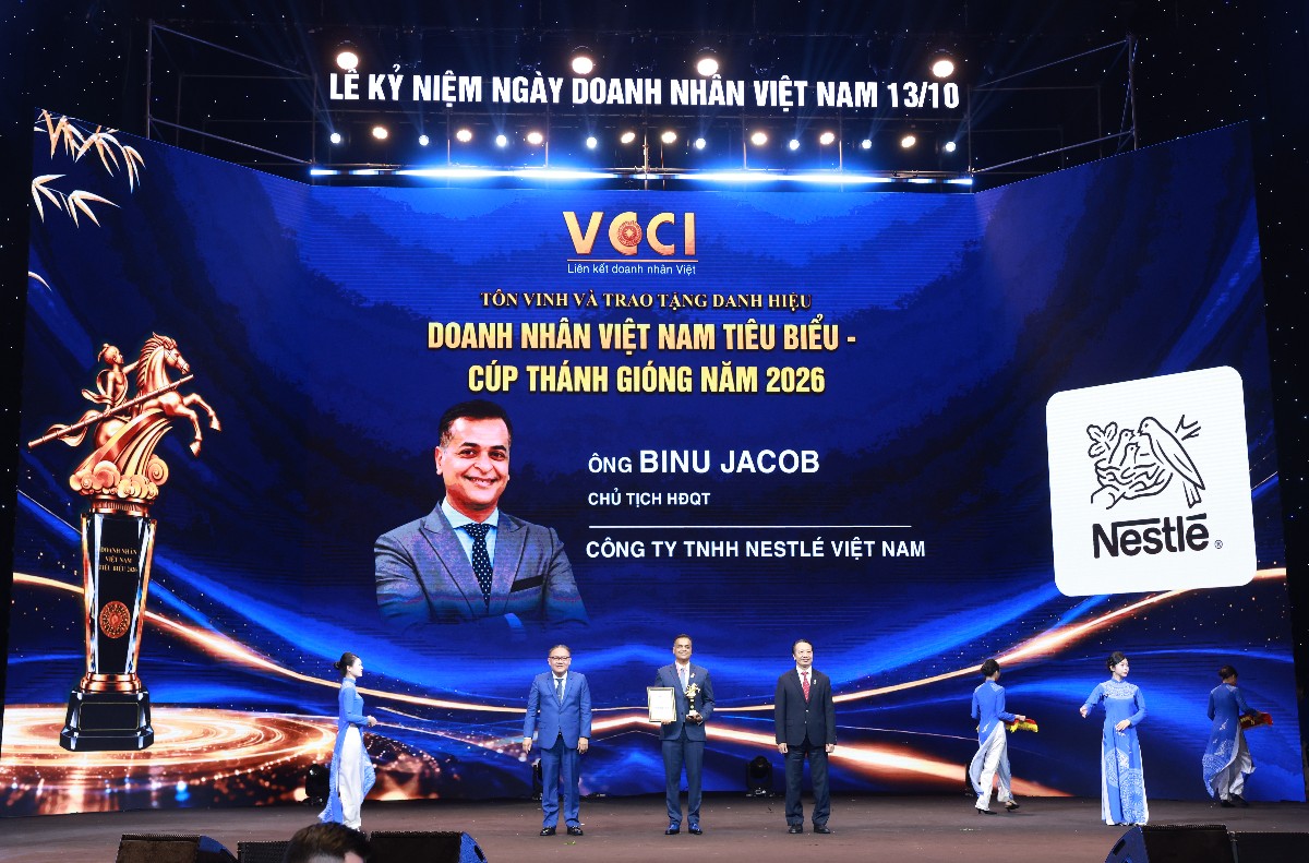 Tại Lễ tôn vinh và trao tặng danh hiệu “Doanh nhân Việt Nam tiêu biểu - Cúp Thánh Gióng” năm 2026 do Liên đoàn Thương mại và Công nghiệp Việt Nam (VCCI) chủ trì tổ chức hướng tới Ngày Doanh nhân Việt Nam.