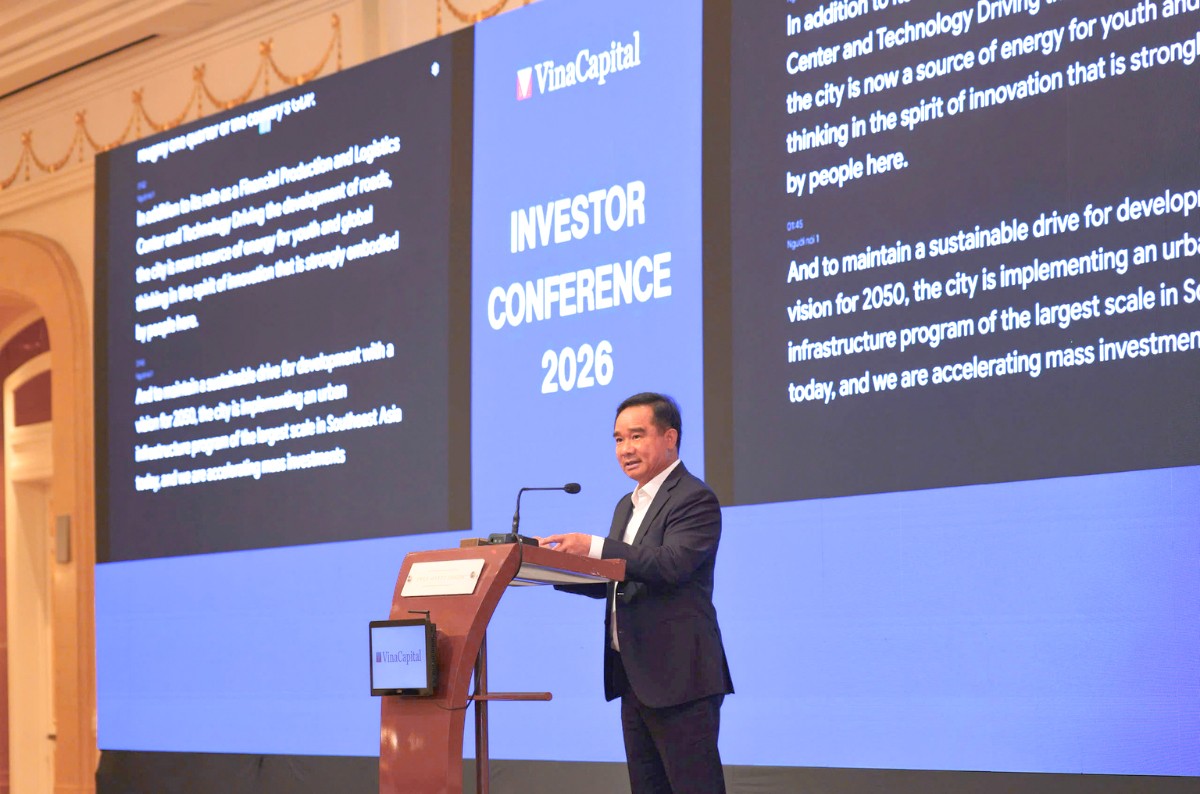 Chủ tịch UBND TP. Hồ Chí Minh Nguyễn Văn Được phát biểu tại hội nghị. Ảnh: VinaCapital.