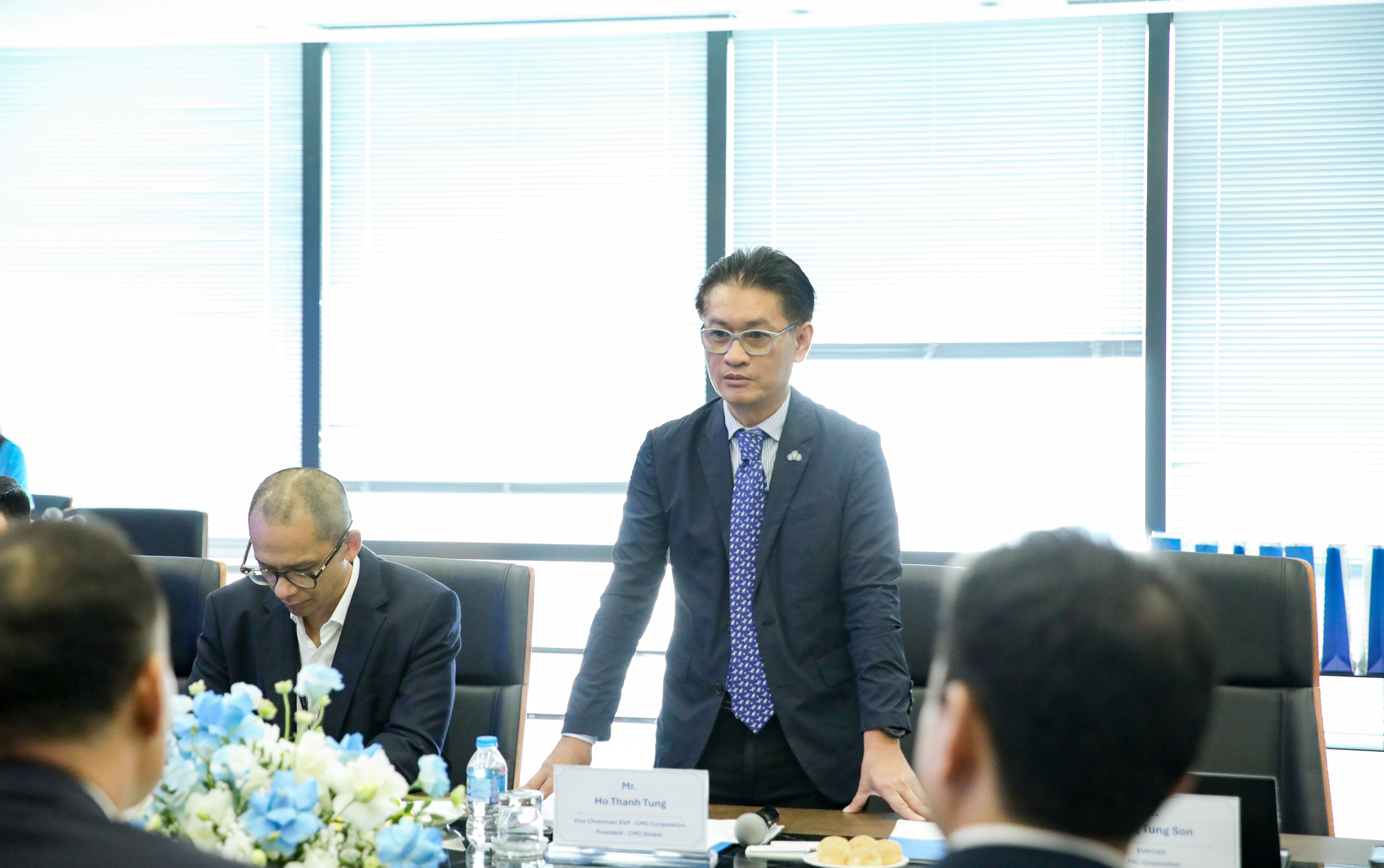 Ông&nbsp;Hồ Thanh Tùng, Phó Chủ tịch HĐQT, Phó Chủ tịch EVP Tập đoàn Công nghệ CMC, Chủ tịch CMC Global phát biểu tại lễ ký kết.
