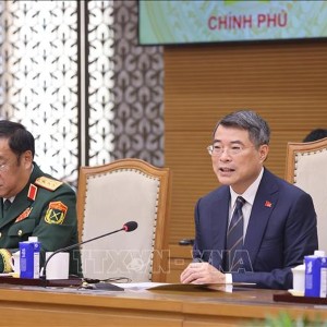Thủ tướng Chính phủ Lê Minh Hưng tiếp Đại tướng Khamlieng Outhakaisone, Ủy viên Bộ Chính trị Đảng Nhân dân Cách mạng Lào, Phó Thủ tướng, Bộ trưởng Bộ Quốc phòng Lào. Ảnh: TTXVN