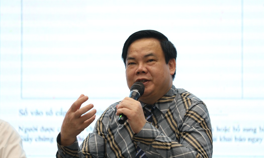 Luật sư Lê Đình Vinh - Giám đốc Công ty Luật TNHH Vietthink trao đổi tại hội thảo - Ảnh: Tri Phong
