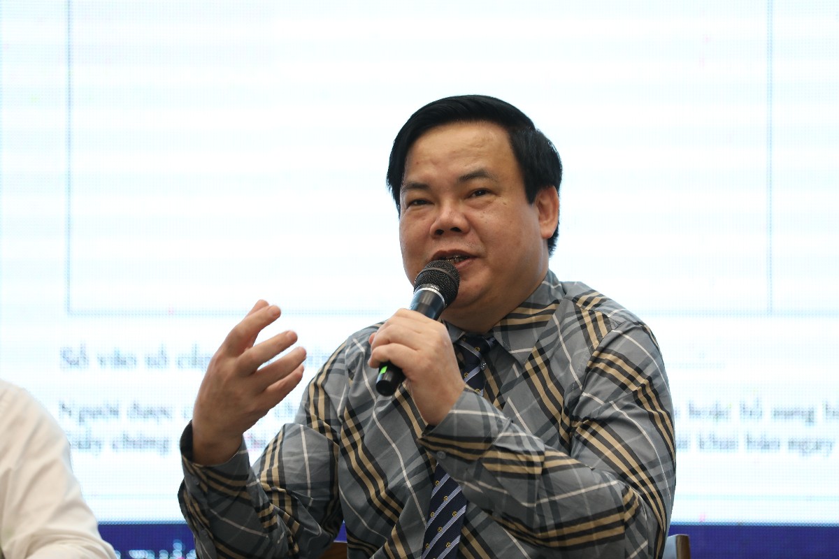 Luật sư Lê Đình Vinh - Giám đốc Công ty Luật TNHH Vietthink trao đổi tại hội thảo - Ảnh: Tri Phong