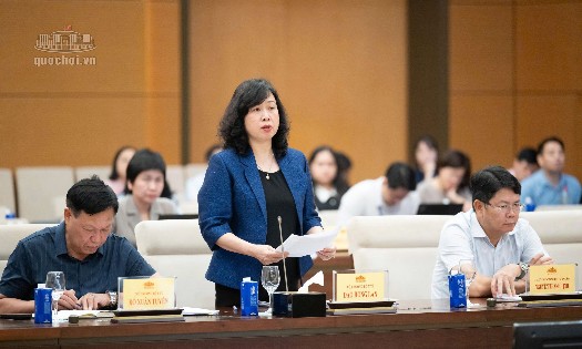 Bộ trưởng Bộ Y tế Đào Hồng Lan trình bày về các nội dung cơ bản của dự án Luật. Ảnh: Cổng Thông tin điện tử Quốc hội.