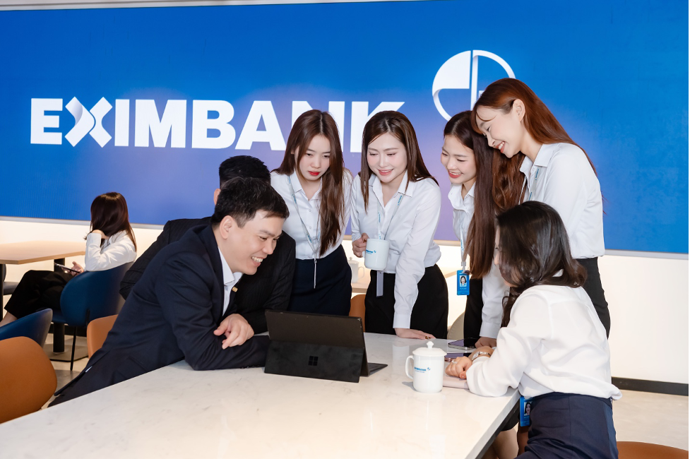Eximbank employees, reflecting the role of people and culture in the bank’s transformation.