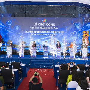 Tòa nhà Công nghệ số 1 thuộc dự án Khu đô thị Công viên công nghệ số FPT tại phường Phú Diễn và phường Tây Tựu, TP.Hà Nội có mức đầu tư hơn 1.300 tỷ đồng. Ảnh: FPT