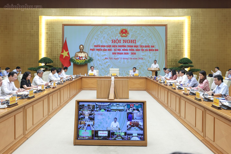 Thủ tướng Lê Minh Hưng phát biểu kết luận Hội nghị triển khai thực hiện Chương trình mục tiêu quốc gia phát triển văn hóa - xã hội, nông thôn, dân tộc miền núi giai đoạn 2026-2035 - Ảnh: chinhphu.vn/Nhật Bắc
