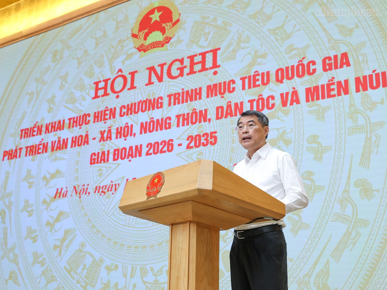 Thủ tướng Lê Minh Hưng phát biểu kết luận Hội nghị triển khai thực hiện Chương trình mục tiêu quốc gia phát triển văn hóa - xã hội, nông thôn, dân tộc miền núi giai đoạn 2026-2035 - Ảnh: chinhphu.vn/Nhật Bắc