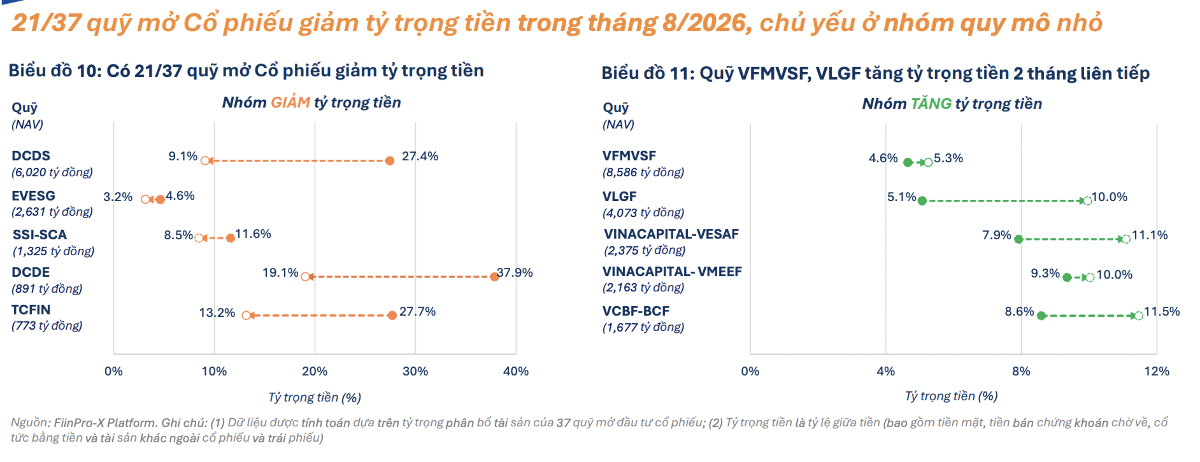 21 quỹ mở cổ phiếu đẩy mạnh giải ngân, chủ yếu thuộc nhóm quy mô nhỏ