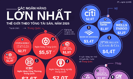 30 ngân hàng lớn nhất thế giới theo tổng tài sản