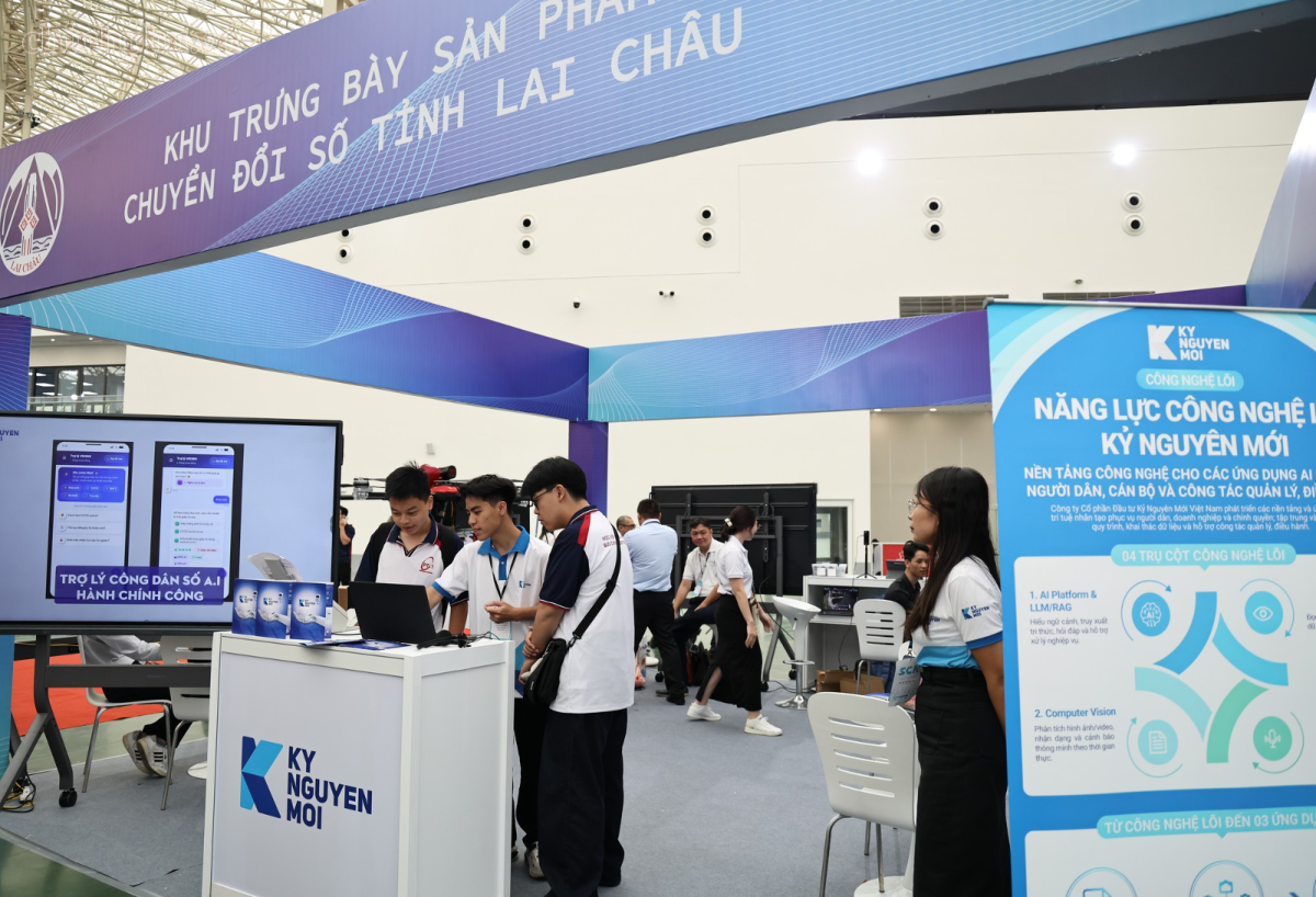 Không gian trưng bày sản phẩm công nghệ chuyển đổi số của tỉnh Lai Châu tại Ngày Chuyển đổi số quốc gia năm 2026 - Ảnh: Sở Khoa học và Công nghệ tỉnh Lai Châu.