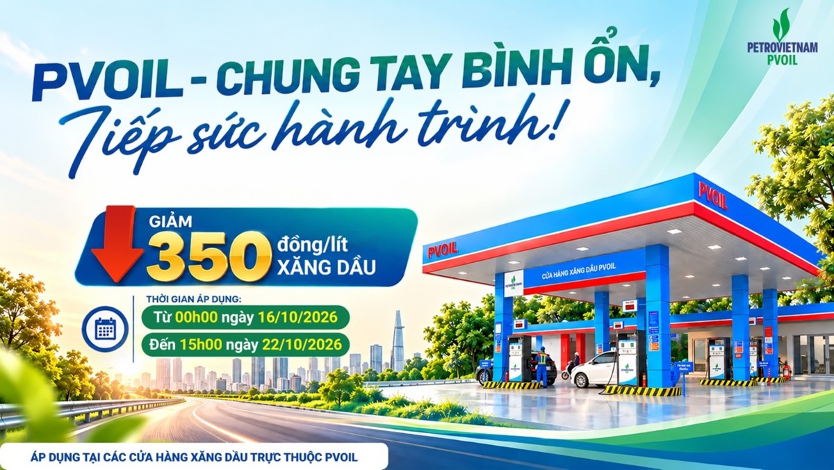PVOIL giảm giá 350 đồng/lít xăng dầu tại 1.100 cửa hàng trên toàn quốc