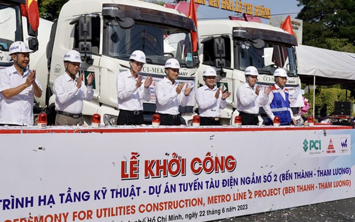 UBND TP. Hồ Chí Minh phối hợp với MAUR tổ chức khởi công dự án metro số 2 Bến Thành - Tham Lương. Ảnh: Hoàng Hùng.