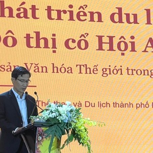 Ông Tán Văn Vương, Phó Giám đốc Sở Văn hóa, Thể thao và Du lịch Đà Nẵng, phát biểu tại hội thảo. Ảnh Ngô Anh Văn