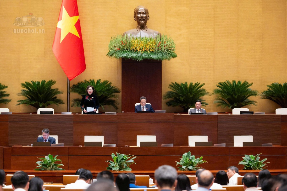 Phó Chủ tịch Quốc hội Nguyễn Thị Hồng điều hành phiên họp. Ảnh: quochoi.vn
