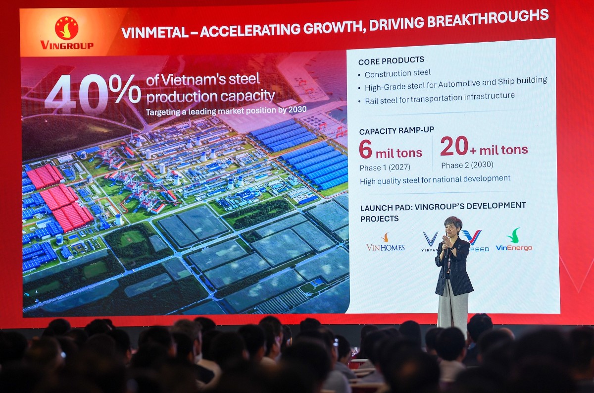 Bà Thái Thị Thanh Hải, Phó Chủ tịch Tập đoàn Vingroup kiêm Phó Chủ tịch VinFast toàn cầu, chia sẻ về định hướng hợp tác dài hạn với các đối tác chiến lược tại hội nghị.