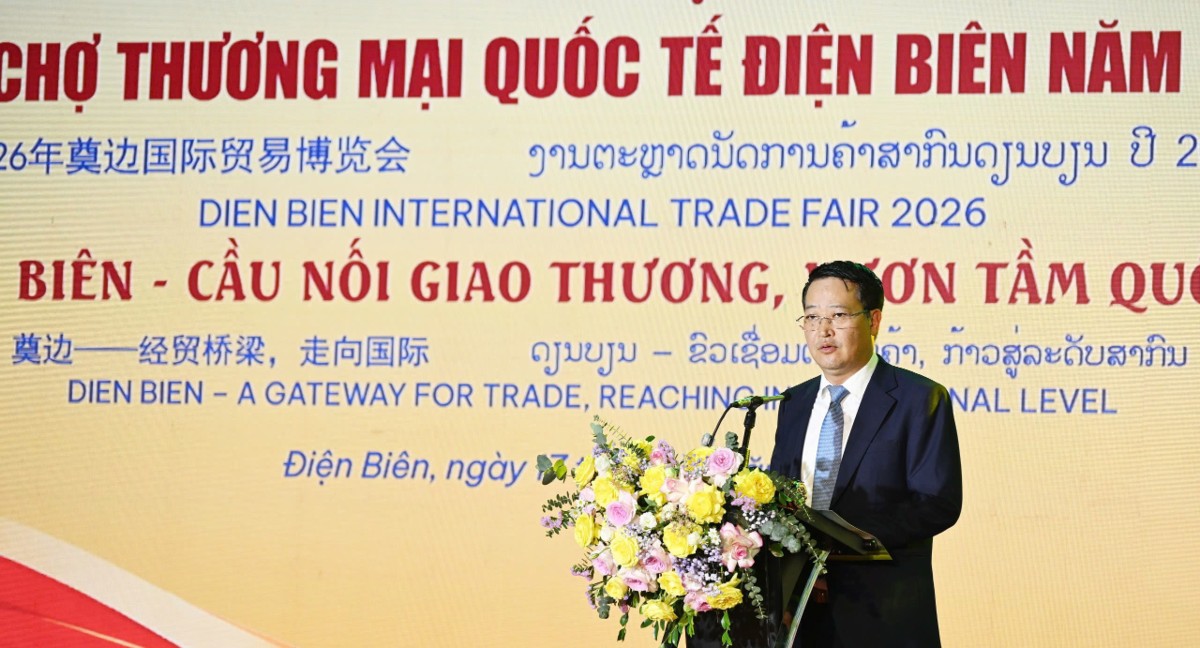 Ông Bùi Quang Hưng, Phó Cục trưởng Cục Xúc tiến thương mại, Bộ Công Thương phát biểu tại sự kiện. Ảnh: Tỉnh Điện Biên.