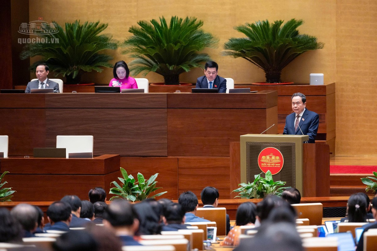 Chủ tịch Quốc hội Trần Thanh Mẫn yêu cầu các đại biểu Quốc hội phát huy bản lĩnh, trí tuệ, trách nhiệm trong từng quyết sách trước nhân dân. Ảnh: Quochoi.vn