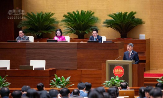 Thủ tướng Chính phủ Lê Minh Hưng trình bày Báo cáo. Ảnh: Quochoi.vn