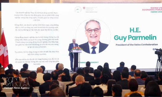 Swiss President Guy Parmelin speaks at the Swiss-Viet Economic Forum 2026 (Photo: VNA)