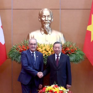 Tổng Bí thư, Chủ tịch nước Tô Lâm và Tổng thống Liên bang Thụy Sĩ Guy Parmelin tại hội đàm. Ảnh: Đăng Khoa/Nhandan