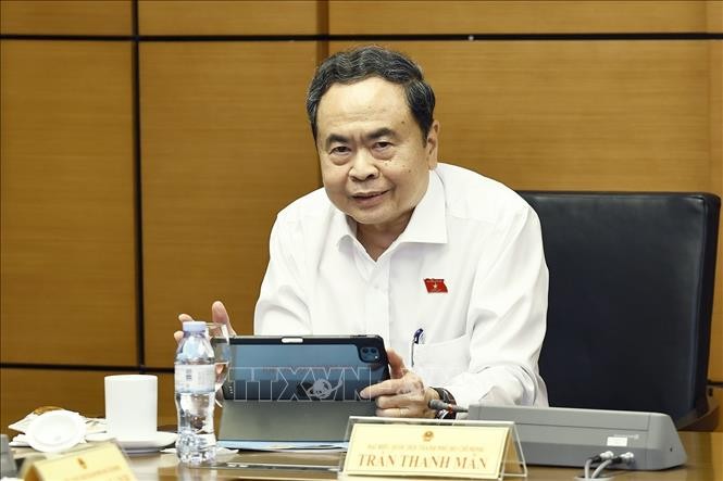 Chủ tịch Quốc hội Trần Thanh Mẫn, đại biểu Quốc hội Thành phố Hồ Chí Minh phát biểu. Ảnh: Doãn Tấn - TTXVN