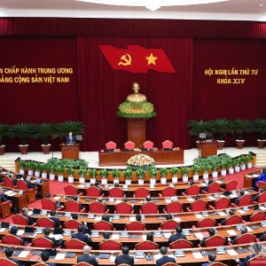 Quang cảnh phiên bế mạc Hội nghị lần thứ tư Ban Chấp hành Trung ương Đảng Cộng sản Việt Nam khóa XIV. Ảnh: Nhandan.vn