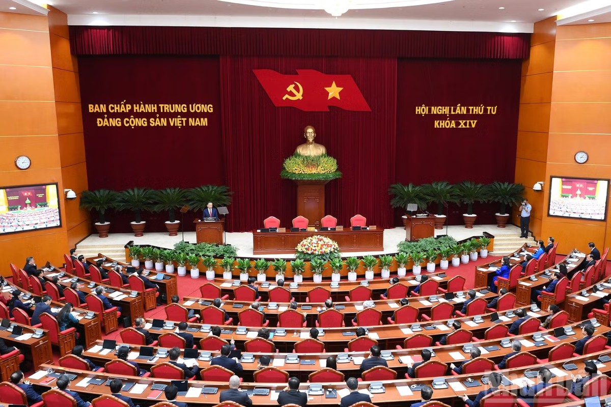 Quang cảnh phiên bế mạc Hội nghị lần thứ tư Ban Chấp hành Trung ương Đảng Cộng sản Việt Nam khóa XIV. Ảnh: Nhandan.vn