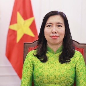 Thứ trưởng Bộ Ngoại giao Lê Thị Thu Hằng trả lời phỏng vấn báo chí. Ảnh: Bộ Ngoại giao cung cấp.