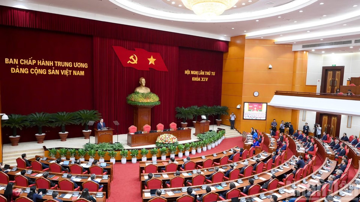 Phiên bế mạc Hội nghị lần thứ tư Ban Chấp hành Trung ương Đảng Cộng sản Việt Nam khóa XIV. Ảnh: Nhandan.vn