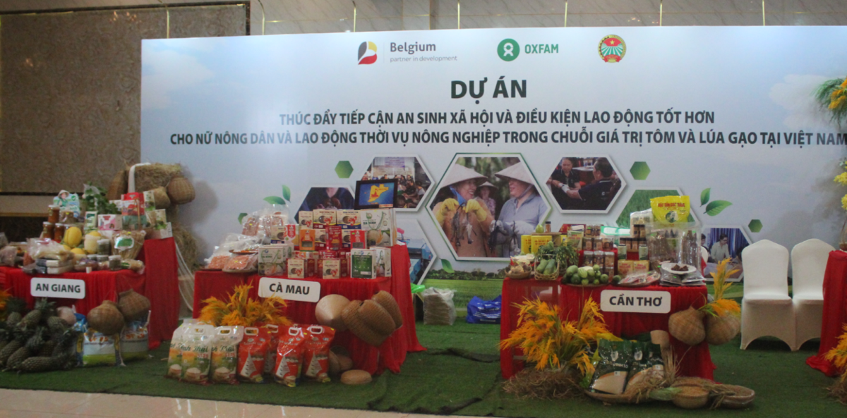 Những sản phẩm từ chuỗi giá trị tôm và lúa ở Đồng bằng sông Cửu Long. Ảnh: Chu Khôi.
