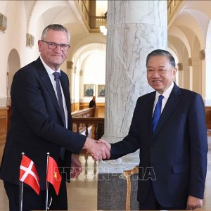 Tổng Bí thư, Chủ tịch nước Tô Lâm hội kiến Chủ tịch Quốc hội Đan Mạch Henrik Frandsen. Ảnh: Thống Nhất – TTXVN