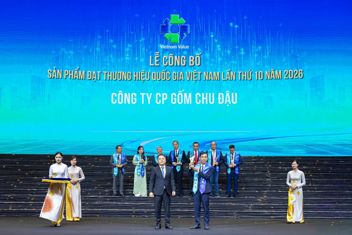 Công ty Cổ phần Gốm Chu Đậu lần thứ 4 liên tiếp được vinh danh Thương hiệu quốc gia.